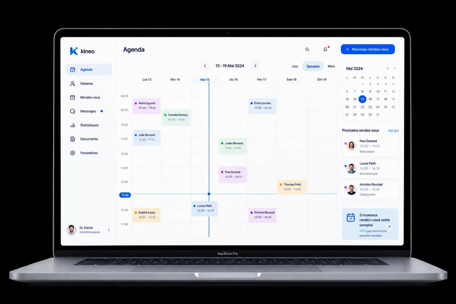 Agenda Kineo sur MacBook Pro